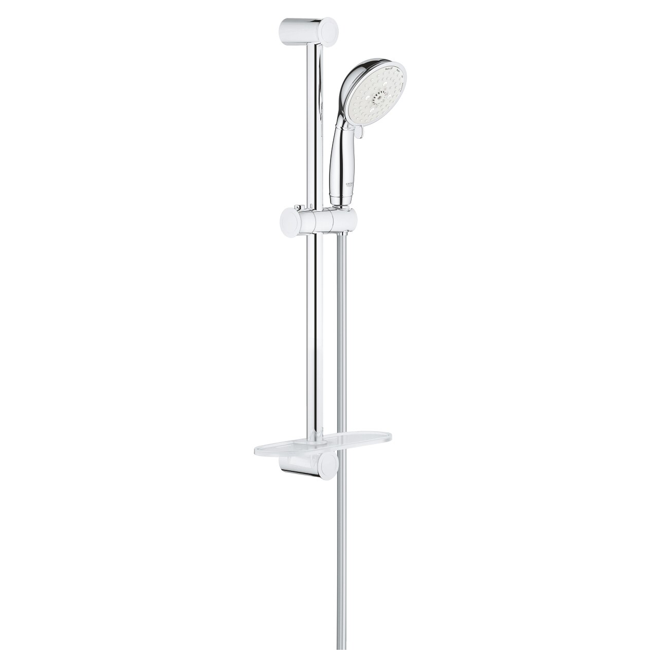Set dus Grohe Tempesta Rustic 100, bara 60 cm, 4 tipuri de jet, crom,furtun 1.75 m,etajera