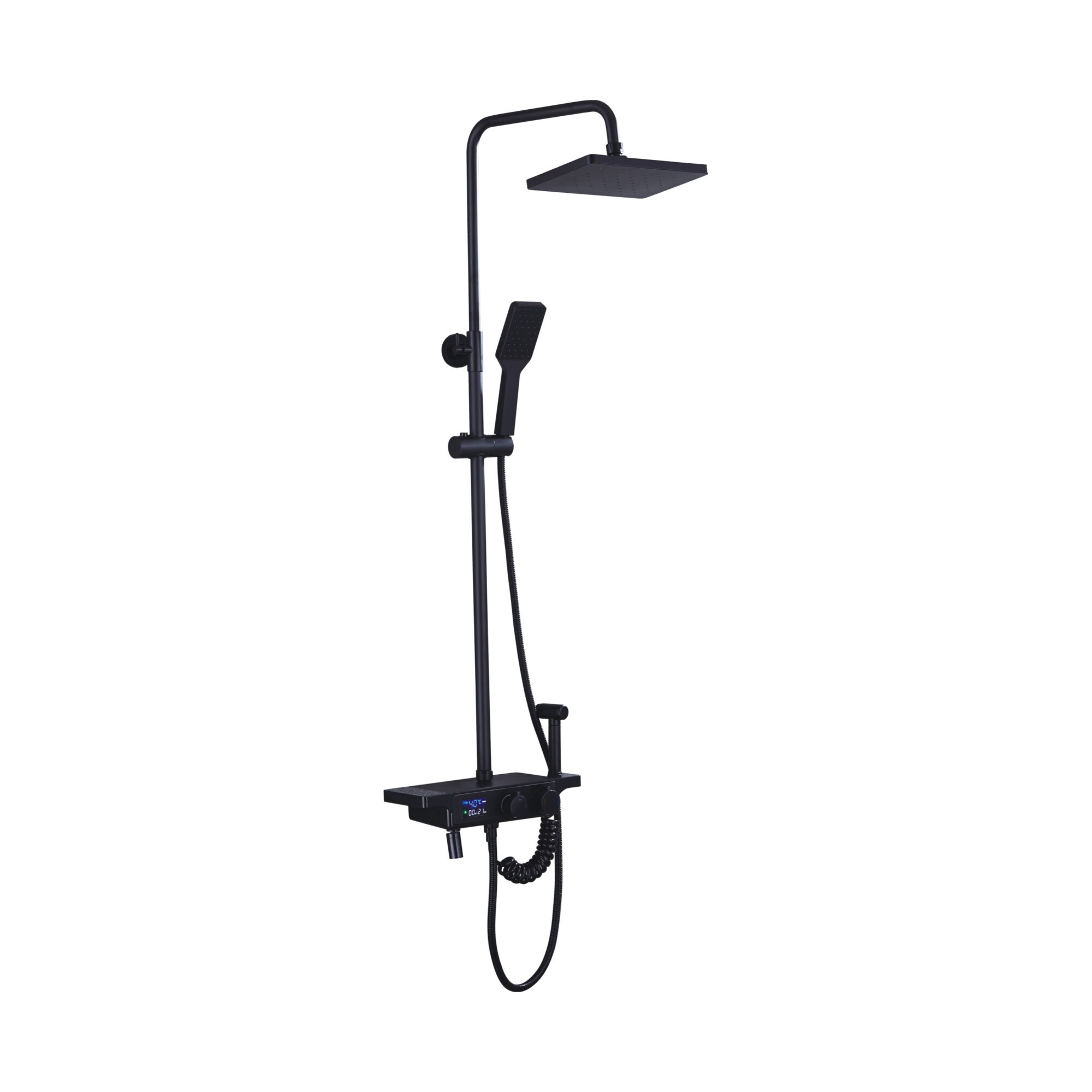 Coloana dus Cu Para si Furtun Starke, 4 functii, Inox SUS304, Negru Mat, SJG-002