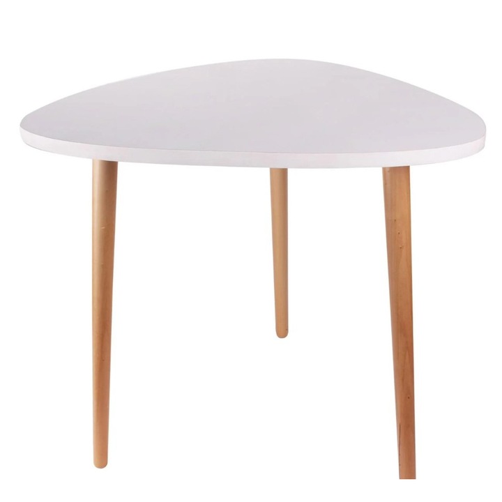 Masa din lemn, Zola®, alba, cu trei picioare detasabile, 50x50x48 cm