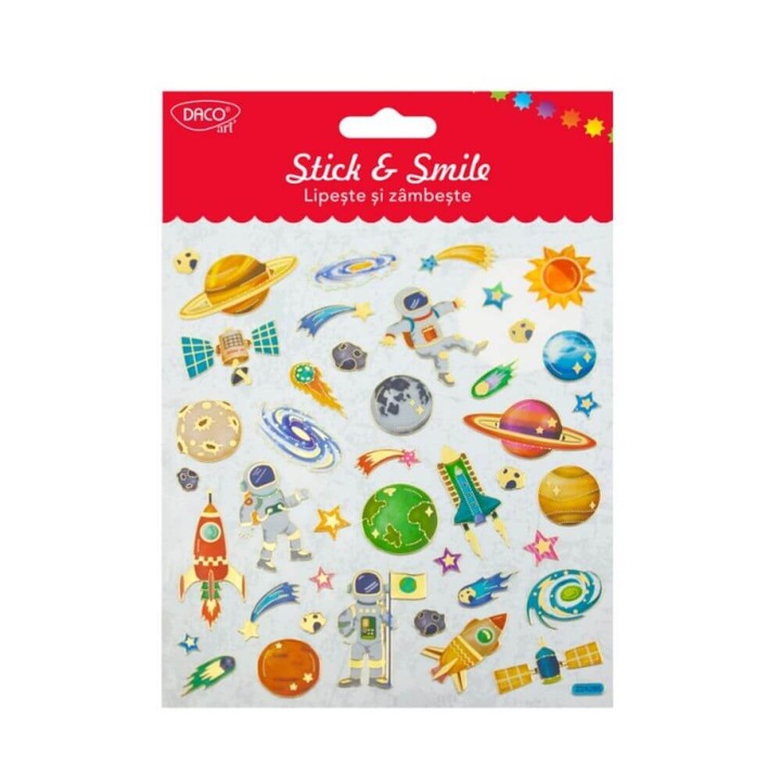 Abtibilduri DACO Lipeste si Zambeste, Model Cosmos, 40 Buc/Set, Multicolor