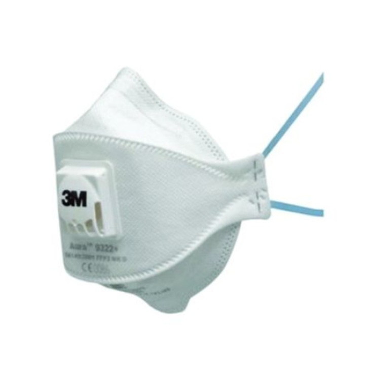 3M™ Aura™ 9322+ részecskeszűrő légzésvédő maszk szeleppel
