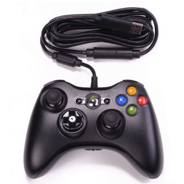 Controller cu fir, Lungime 2.2m, Compatibil Xbox 360, Negru
