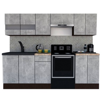 Set Bucatarie Marina New 240 A, Wenge / Decor 4298, 240 x 195-230 x 60 cm Set Bucatarie Marina New 240 A, Wenge / Decor 4298, 240 x 195-230 x 60 cm