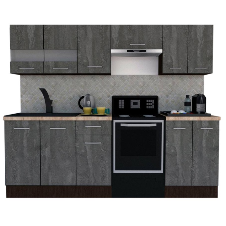 Set Bucatarie Marina New 240 B, Wenge / Decor K352, 240 x 195-230 x 60 cm