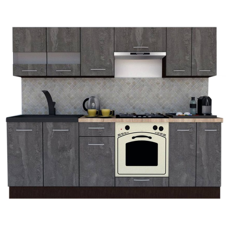 Set Bucatarie Marina New 240 2A, Wenge / Decor K352, 240 x 195-230 x 60 cm