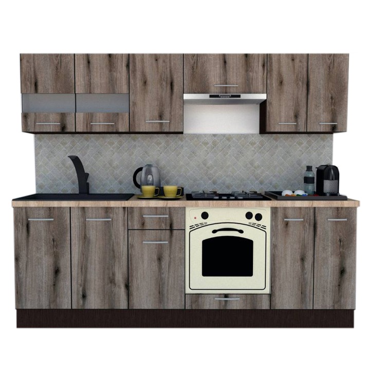 Set Bucatarie Marina New 240 2B, Wenge / Decor K366, 240 x 195-230 x 60 cm