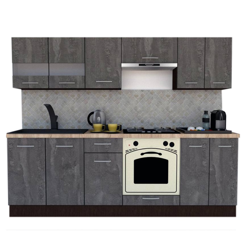 Set Bucatarie Marina New 240 2B, Wenge / Decor K352, 240 x 195-230 x 60 cm