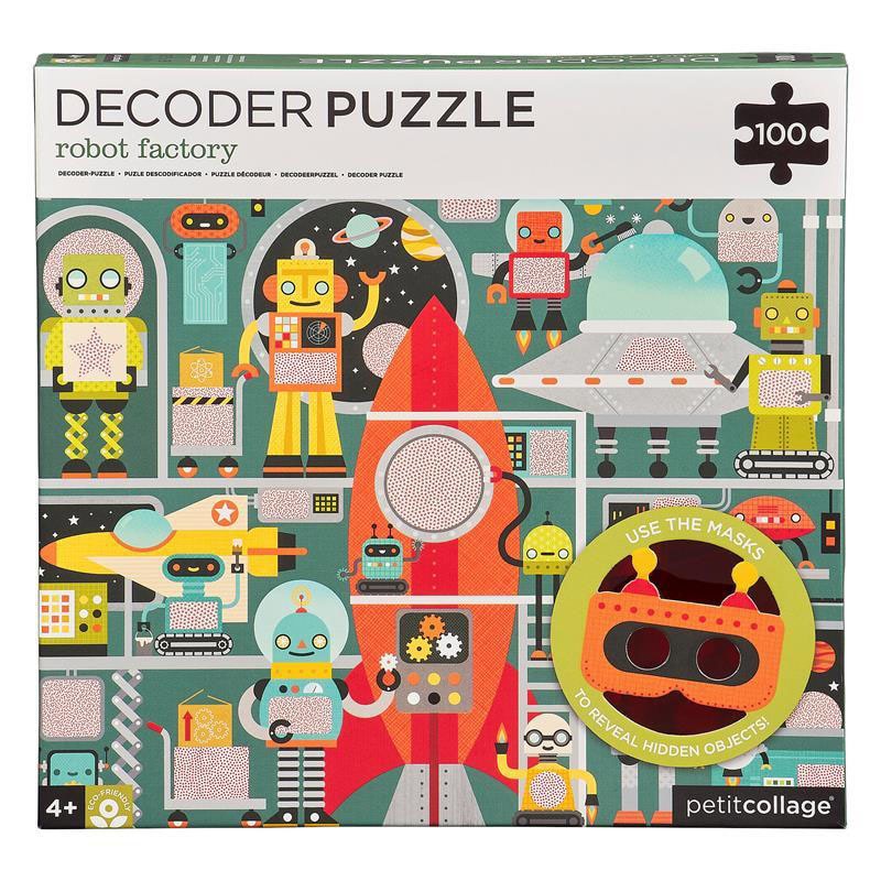 Puzzle Petit Collage - Fabrica robotilor, 100 piese