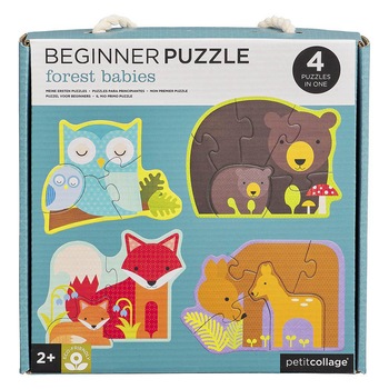 Puzzle 4 in 1 Petit Collage - Puii din padure Puzzle 4 in 1 Petit Collage - Puii din padure