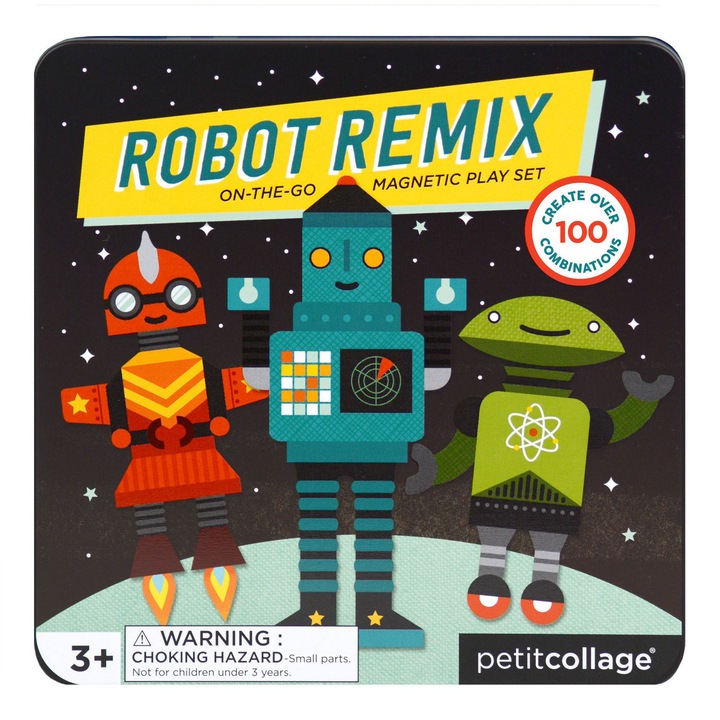Joc magnetic Petit Collage - Robotii, 24 piese