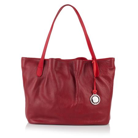 Geanta de piele naturala, Pierre Cardin - Bises, Rosu
