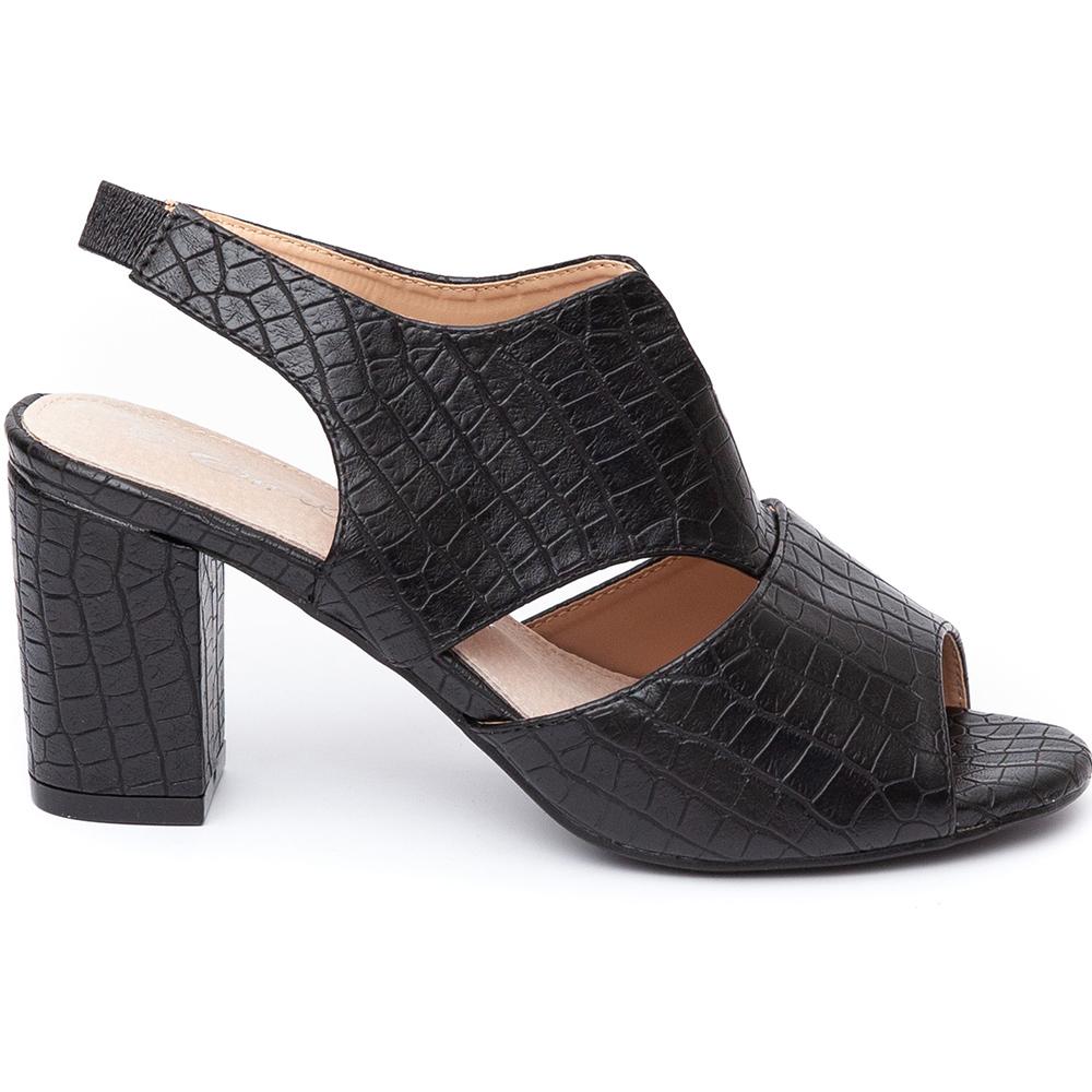 Sandale dama Genie cu aspect piele de sarpe, Negru, Negru