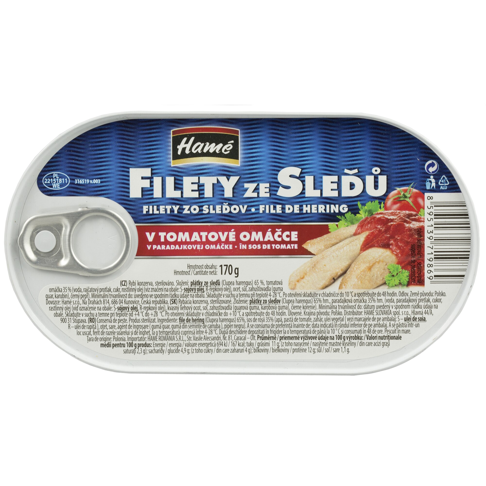File din hering in sos tomat Hame, 170g