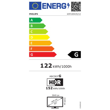 Televizor Philips 65PUS9435/12, 164 cm, Smart Android, 4K Ultra HD, LED, Clasa G