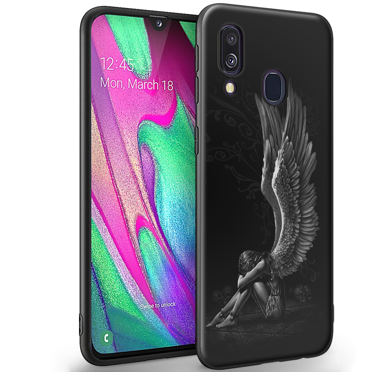 Husa + Folie de sticla Samsung Galaxy A40 - Silicon Matte TPU Angel 1