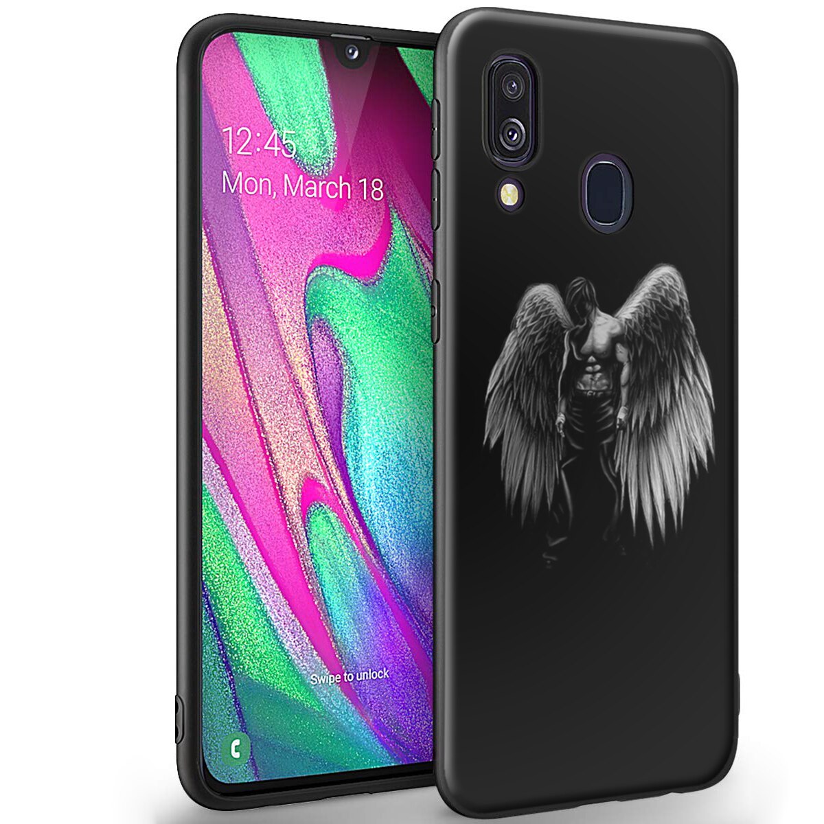 Husa + Folie de sticla Samsung Galaxy A40 - Silicon Matte TPU Angel