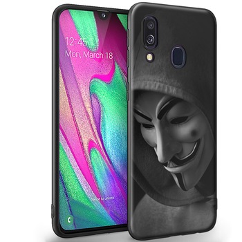 Husa + Folie de sticla Samsung Galaxy A40 - Silicon Matte TPU Anonymous Husa + Folie de sticla Samsung Galaxy A40 - Silicon Matte TPU Anonymous
