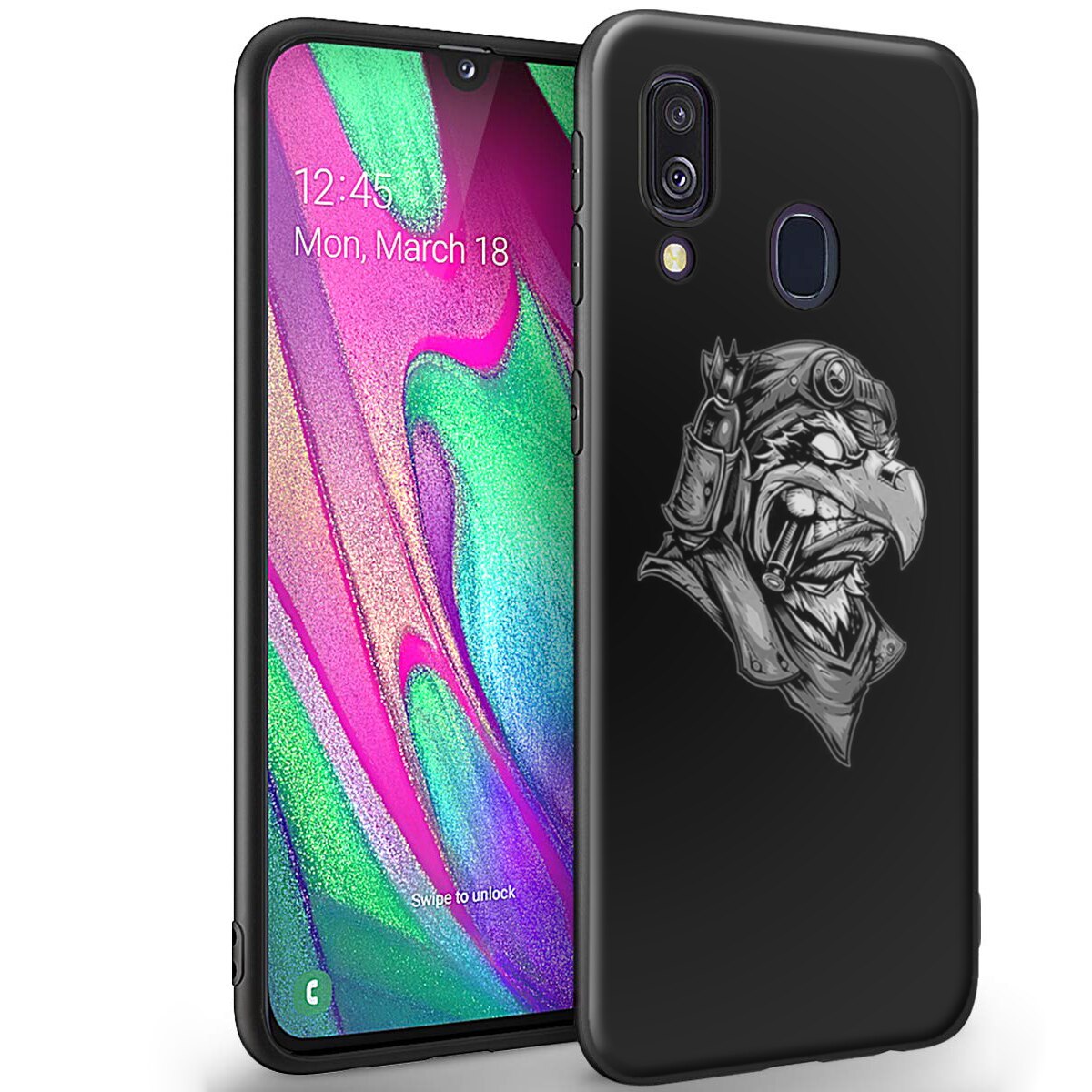 Husa + Folie de sticla Samsung Galaxy A40 - Silicon Matte TPU American Eagle