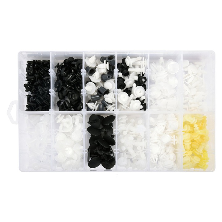 Set clipsuri cleme auto de plastic, TECHMAN, Peugeot, 345 piese