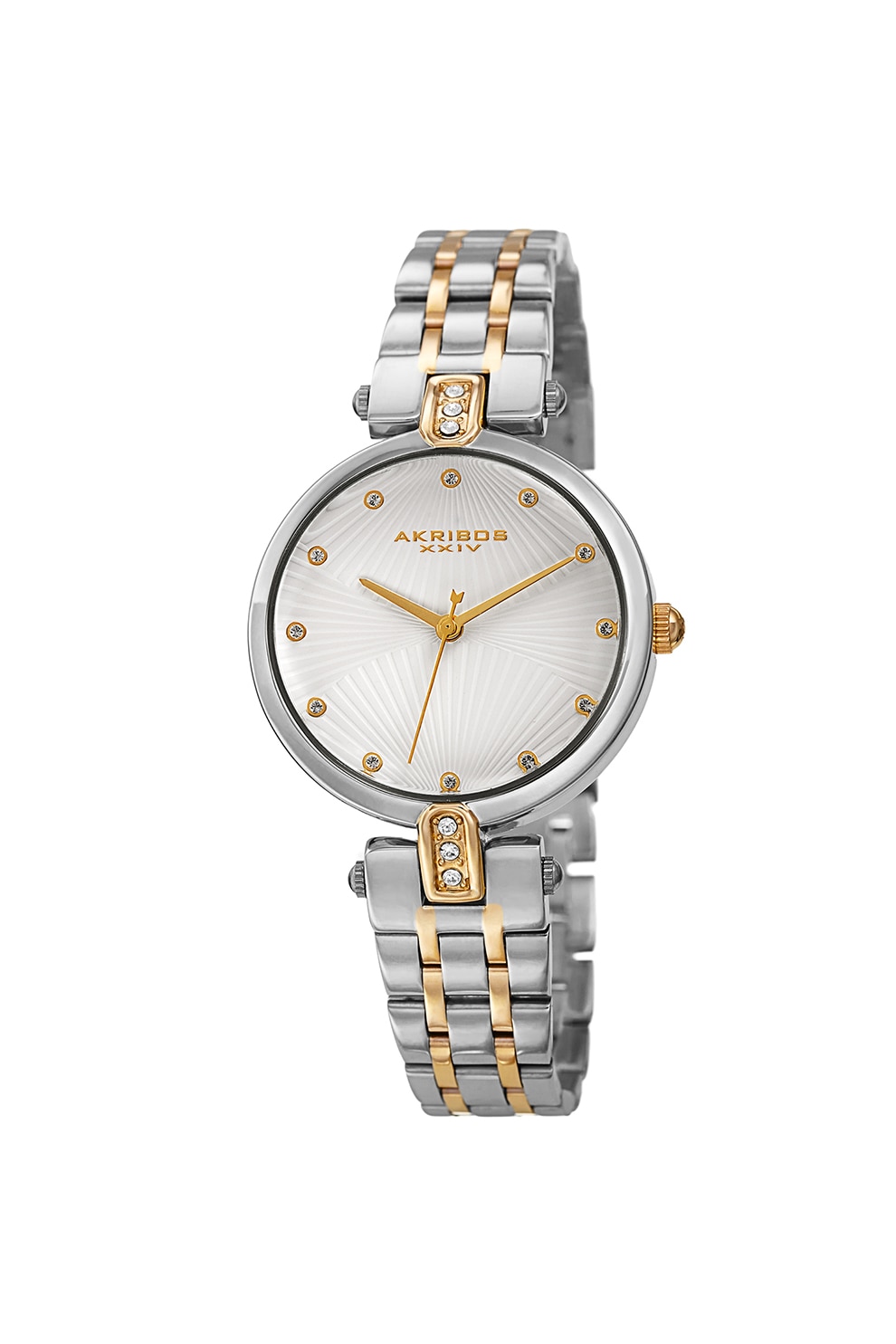 AKRIBOS XXIV, Ceas analog decorat cu cristale , Argintiu/Auriu