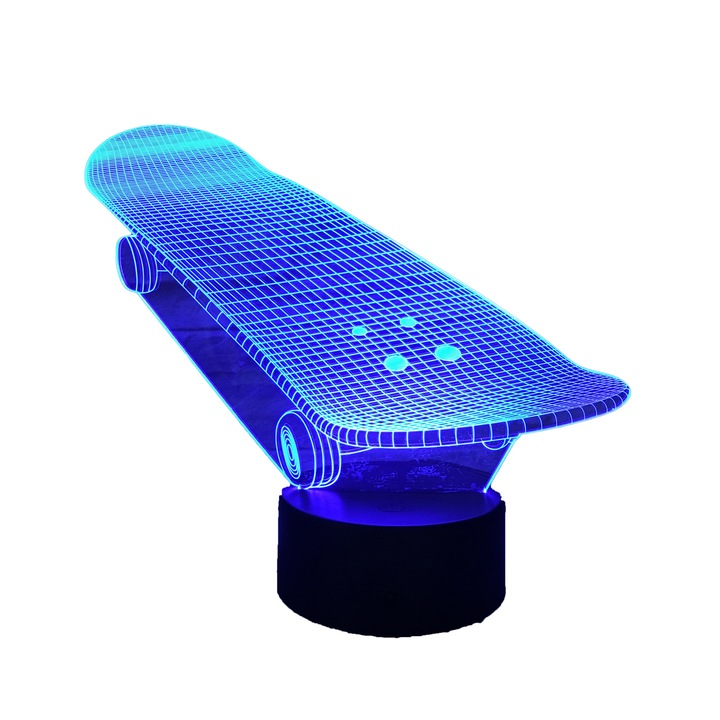 3D Led илюзионна лампа Скейтборд Нощна светлина, променяща цвета