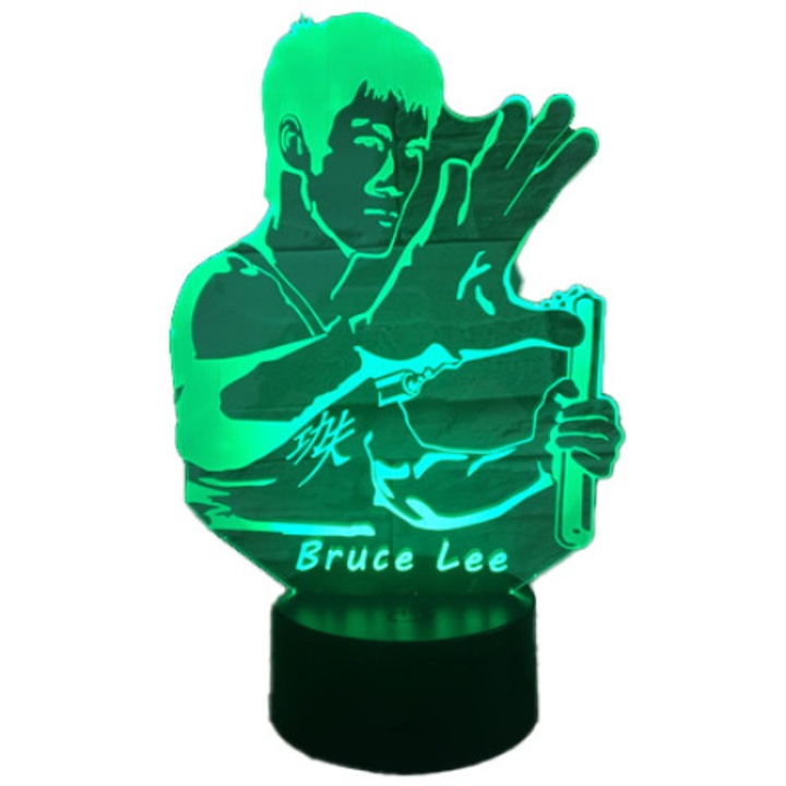 3D Led Illúzió Lámpa Bruce Lee Színváltós éjjeli lámpa