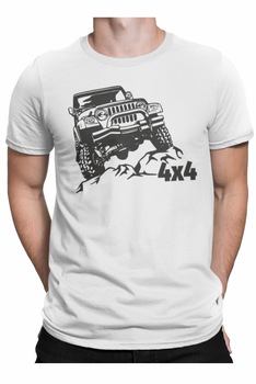 Tricou personalizat, cadou pentru barbati, 4 x 4 offroad, Alb, Alb Tricou personalizat, cadou pentru barbati, 4 x 4 offroad, Alb, Alb