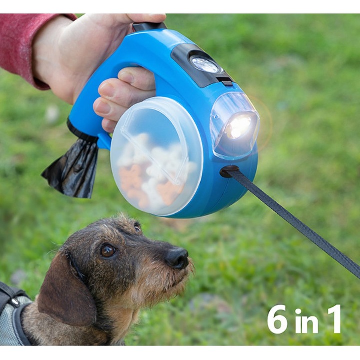 InnovaGoods Home Pet 6 az 1-ben behúzható kutya póráz, kék