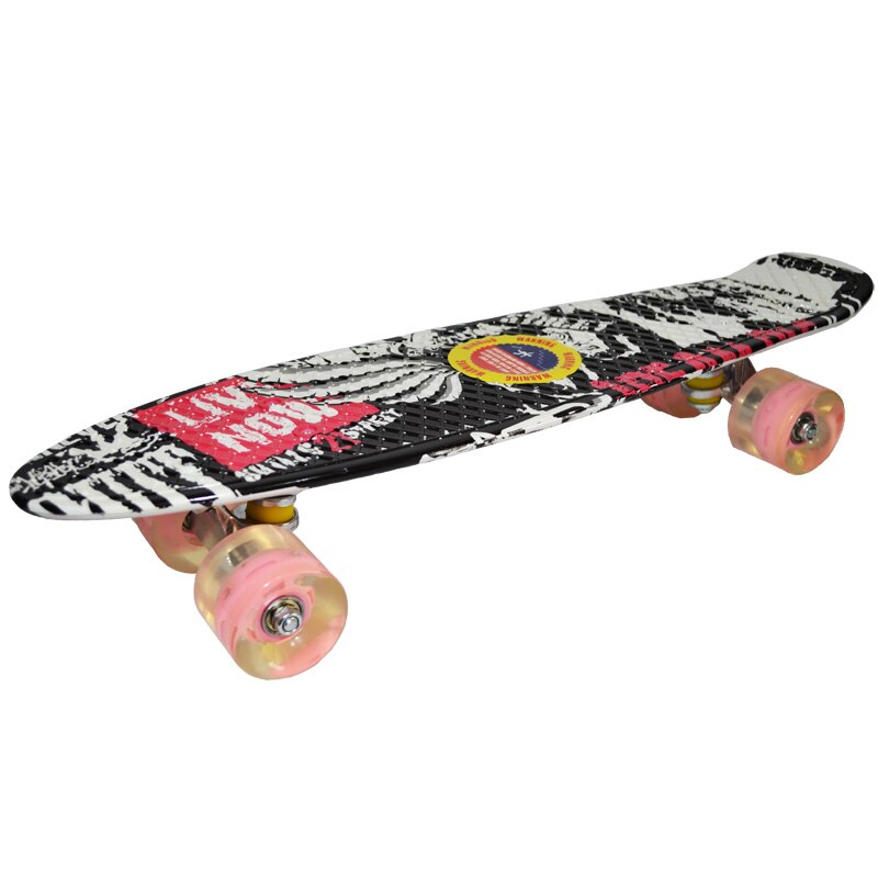 Placa skateboard Grafitti cu roti din silicon led-uri 55 cm , Skill 21 Street , Negru , Robentoys