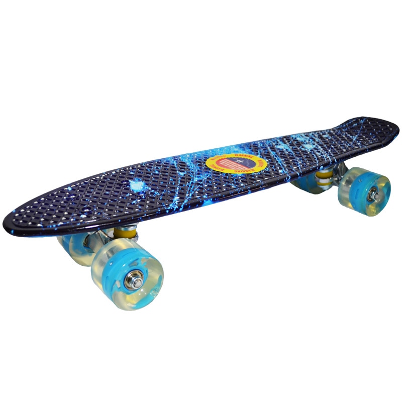 Placa skateboard Grafitti cu roti din silicon led-uri 55 cm , Albastru , Robentoys
