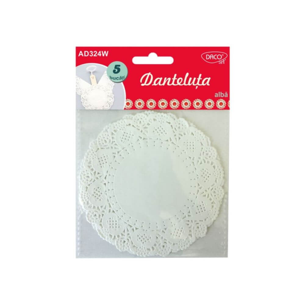 Danteluta Rotunda Daco, 11 cm, 5 Bucati/Set, Culoare Alba