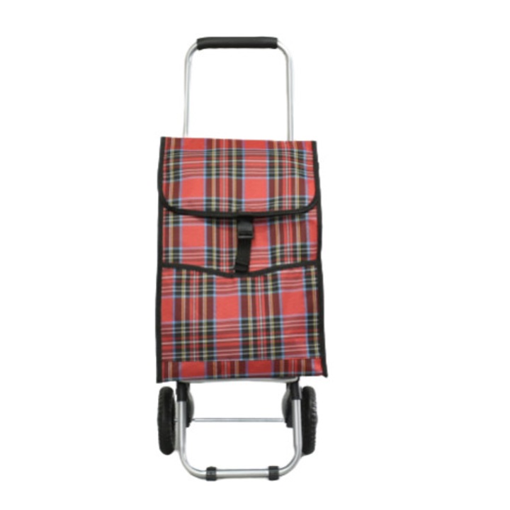 Пазарска количка 11-42, Текстил, 85/30/20см, Червено каре