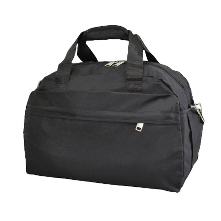 Пътна чанта за ръчен багаж 8063, 20/30/40 см, Текстил, Черна