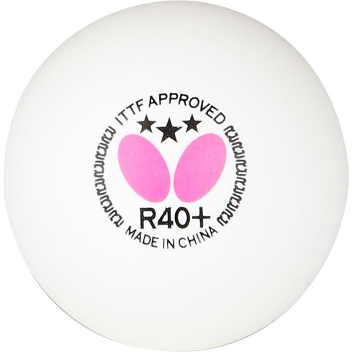 Butterfly Three Star R40+ ITTF teniszlabda készlet, 9 darab: 3 doboz/3 labda, fehér