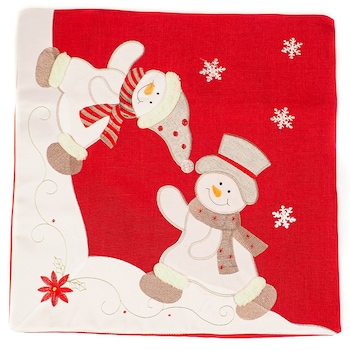 Husa de perna decorativa de Craciun, Oameni de zapada, 43 x 43 cm, Holly Husa de perna decorativa de Craciun, Oameni de zapada, 43 x 43 cm, Holly