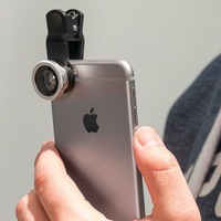 Set Kit 3in1 Lentile Profesionale pentru Telefon sau Tableta - Fish Eye Macro Wide Angle - GRI