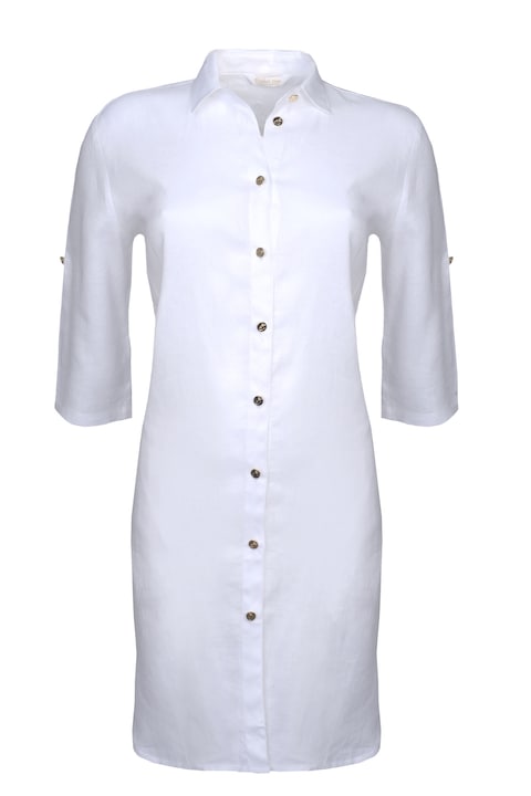 Ленена рокля с джобове, Elizabeth Shine, ES594164, Бял