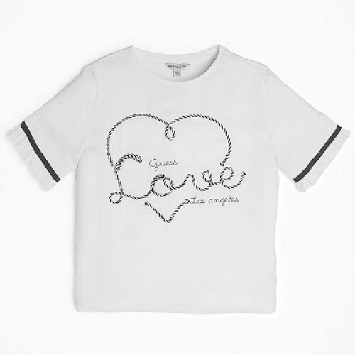 Tricou fete Guess alb cu snur, Alb
