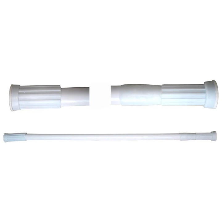 Bara perdea pentru baie Duramat, Aluminiu, Telescopic, 120-220 cm, Alb