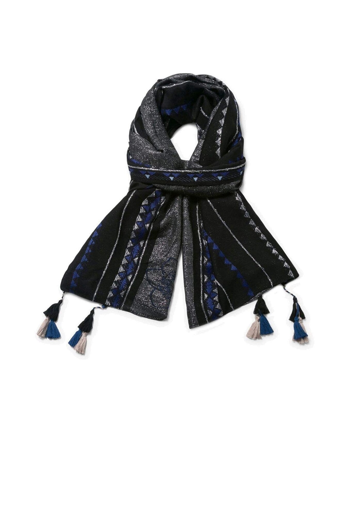 Esarfa, Desigual 71W9GC6, Negru/Albastru