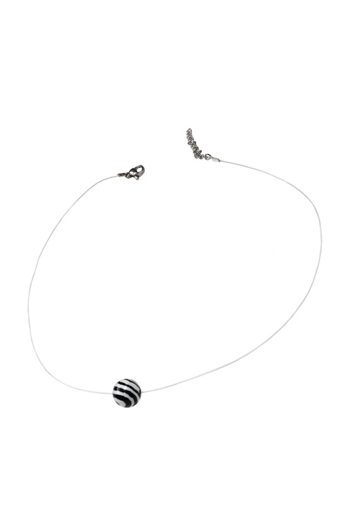 Choker transparent, Piatra Semipretioasa, alb cu negru, Compozit, 8mm