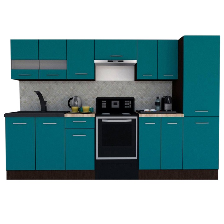 Set Bucatarie Marina New 290 3A1, Wenge / Decor 0245, 290 x 195,5 x 60 cm