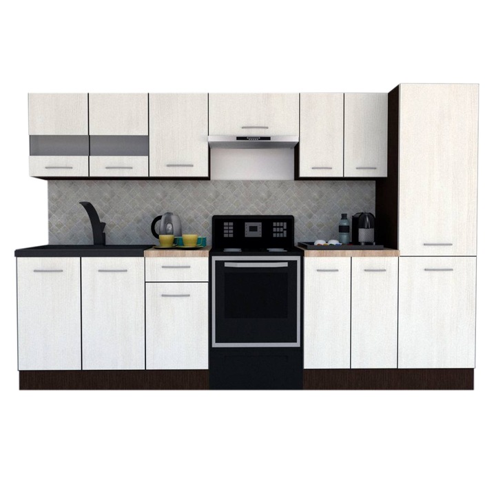 Set Bucatarie Marina New 290 3A1, Wenge / Decor 8508, 290 x 195,5 x 60 cm