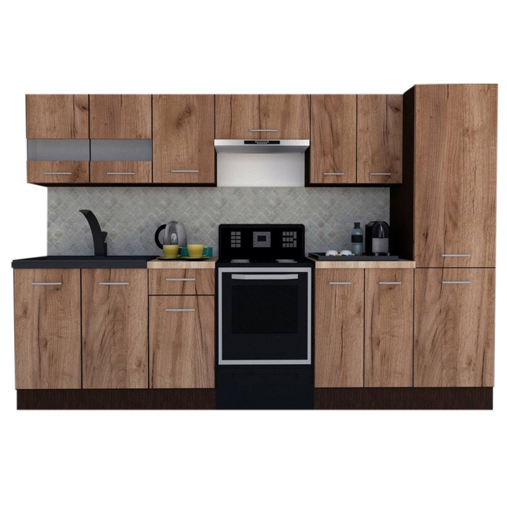 Set Bucatarie Marina New 290 3A1, Wenge / Decor K004, 290 x 195,5 x 60 cm