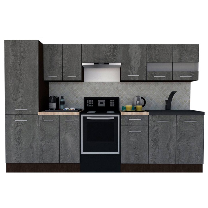 Set Bucatarie Marina New 290 3A2, Wenge / Decor K352, 290 x 195,5 x 60 cm