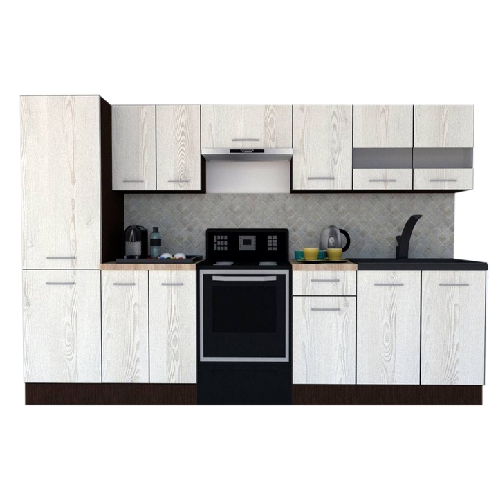 Set Bucatarie Marina New 290 3A2, Wenge / Decor K010, 290 x 195,5 x 60 cm