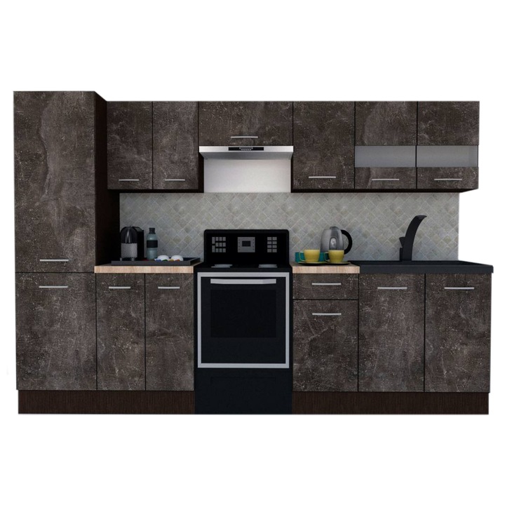 Set Bucatarie Marina New 290 3A2, Wenge / Decor 4299, 290 x 195,5 x 60 cm