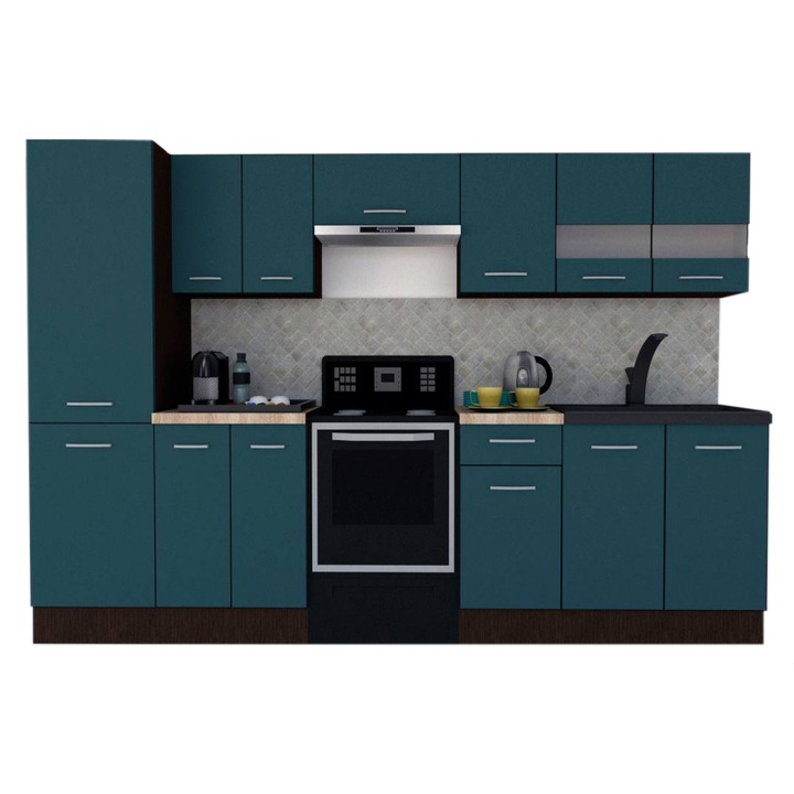 Set Bucatarie Marina New 290 3A2, Wenge / Decor 0244, 290 x 195,5 x 60 cm