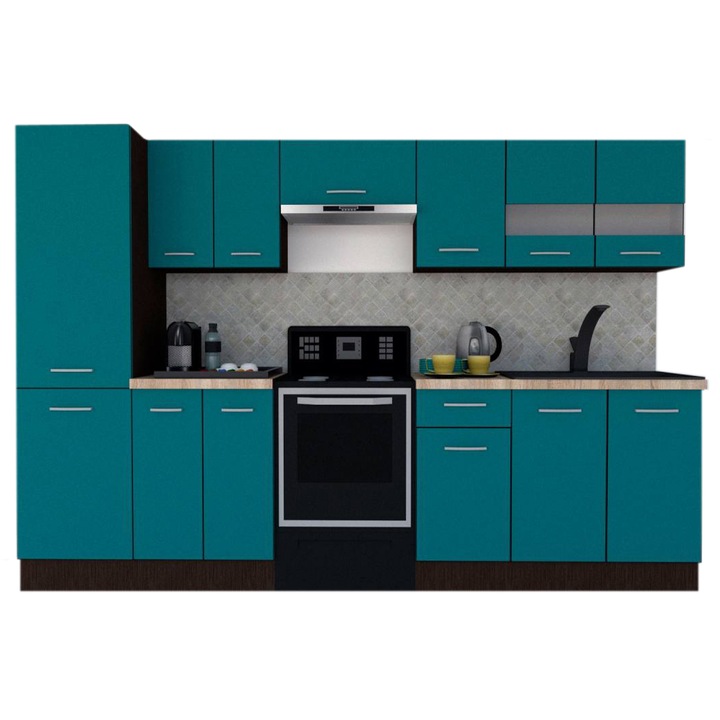 Set Bucatarie Marina New 290 3B1, Wenge / Decor 0245, 290 x 195,5 x 60 cm