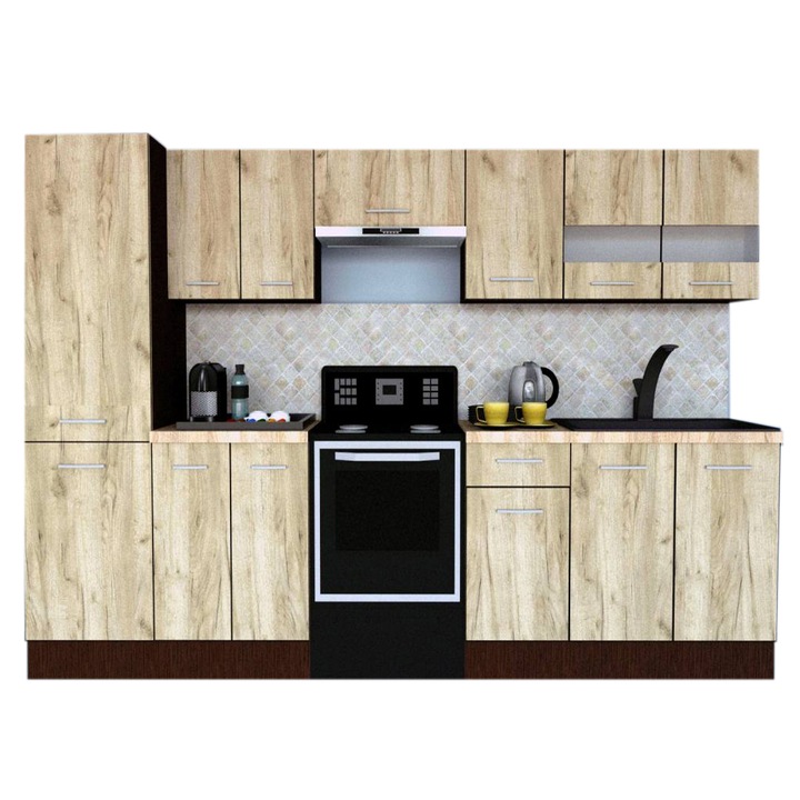 Set Bucatarie Marina New 290 3B1, Wenge / Decor K002, 290 x 195,5 x 60 cm